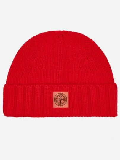 Logo Patch Wool Beanie Red - STONE ISLAND - BALAAN 2