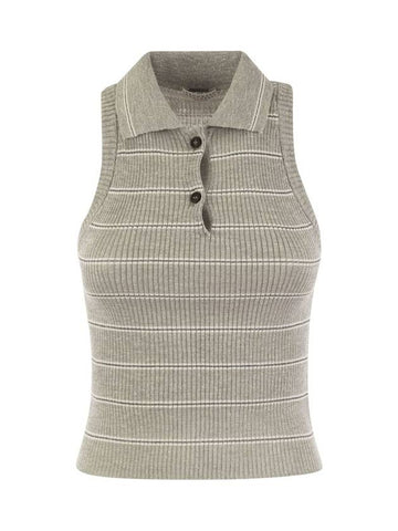 Sleeveless Ribbed Polo Shirt - BRUNELLO CUCINELLI - BALAAN 1