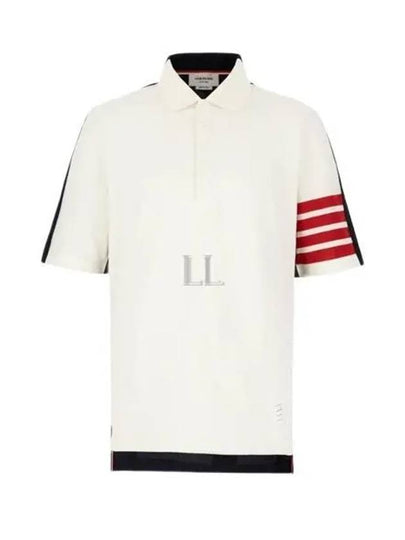 Color Block Cotton Jersey Polo Shirt White White - THOM BROWNE - BALAAN 2