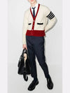 Men's Jersey Stitch Mohair Tweed 4 Lines V-Neck Cardigan White - THOM BROWNE - BALAAN 5