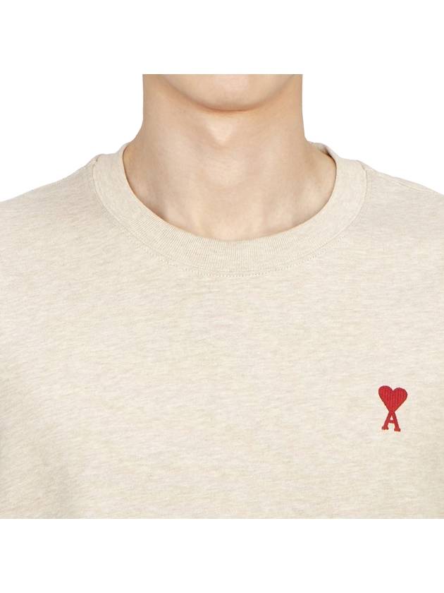 Small Heart Logo Boxy Fit Short Sleeve T-shirt Heather Light Beige - AMI - BALAAN 8