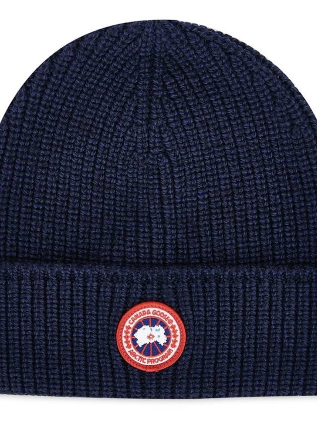 Logo Arctic Disc Rib Beanie Navy Heather - CANADA GOOSE - BALAAN 4