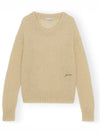 Logo Mohair Knit Top Beige - GANNI - BALAAN 2