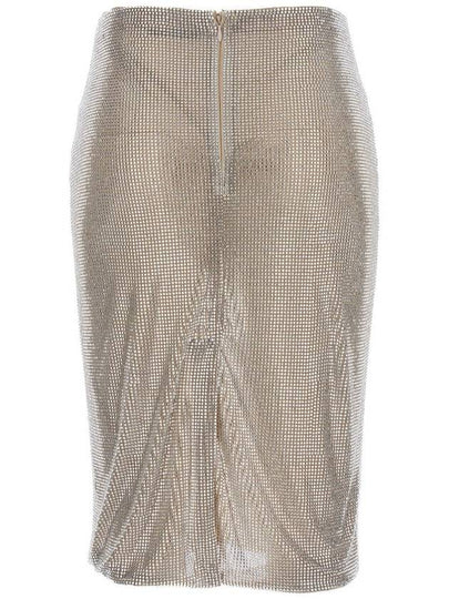 Silver Midi Skirt With Crystals Decoration In Technical Fabric Woman - GIUSEPPE DI MORABITO - BALAAN 2