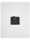 Triangle Logo Saffiano Half Wallet Black - PRADA - BALAAN 2