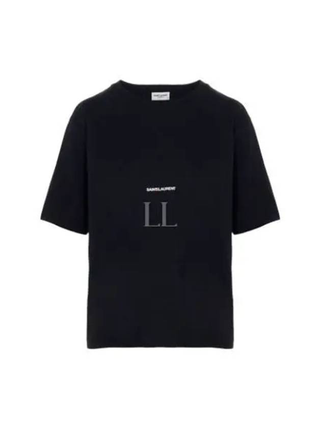 Rive Gauche Short Sleeve T-Shirt Black - SAINT LAURENT - BALAAN 2