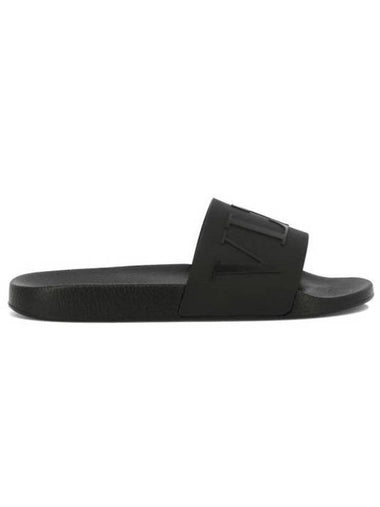 V Logo Slippers Black - VALENTINO - BALAAN 1