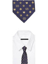 Symbol Motif Pattern Slim Silk Tie Navy - GUCCI - BALAAN 3