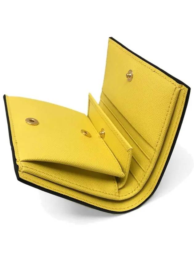 Logo Saffiano Leather Two-fold Bifold Wallet White Yellow - MARNI - BALAAN.