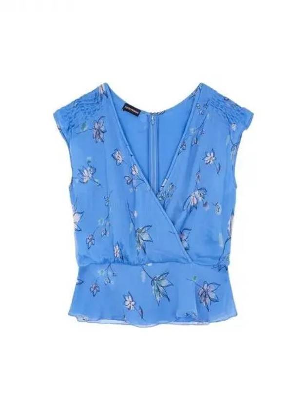 Women s Floral Silk Peplum Top Blue 270049 - EMPORIO ARMANI - BALAAN 1