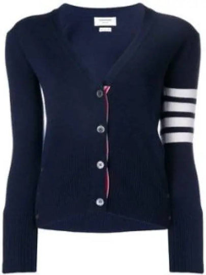 4-Bar V-Neck Cashmere Cardigan Navy - THOM BROWNE - BALAAN 2