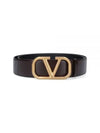 Signature V Logo Leather Belt Dark Brown - VALENTINO - BALAAN 2