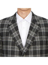 Men's Prince Of Wales Lambswool Single Coat Medium Grey - THOM BROWNE - BALAAN 8