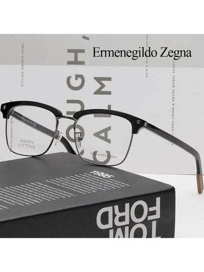 Zegna Glasses Frame EZ5139F 001 Square Lower Gold Frame Half Horn Frame - ERMENEGILDO ZEGNA - BALAAN 2