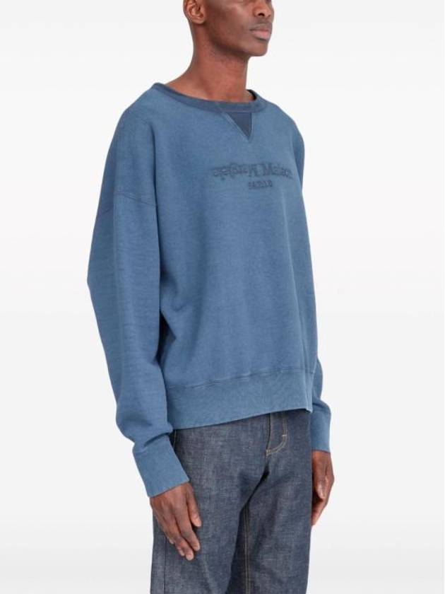 Reverse Logo Crew Neck Cotton Sweatshirt Blue - MAISON MARGIELA - BALAAN 5