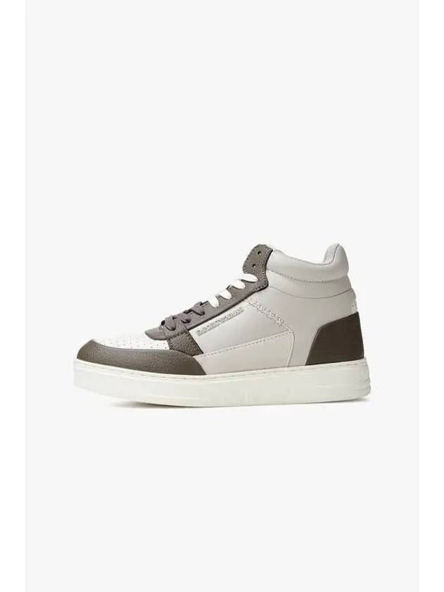 Men s Side Stitch High Top Sneakers Warm Gray - EMPORIO ARMANI - BALAAN 1