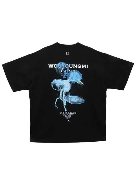 Jellyfish Back Logo Cotton Short Sleeve T-Shirt Black - WOOYOUNGMI - BALAAN 2