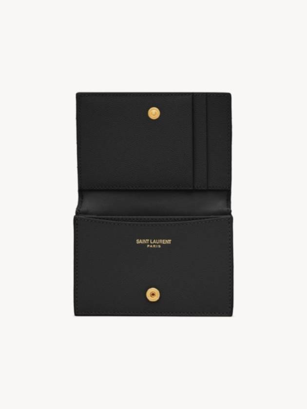 Monogram Caviar Embossed Business Card Wallet Black - SAINT LAURENT - BALAAN 5