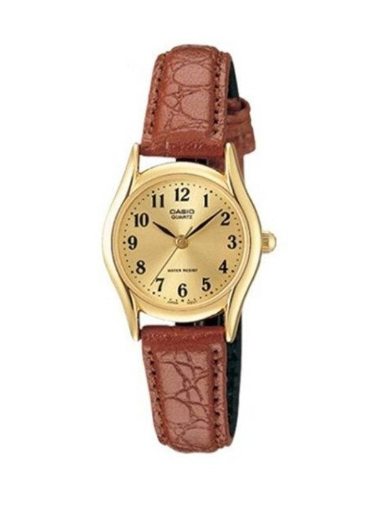 gold plated vintage analog leather watch gold - CASIO - BALAAN 1