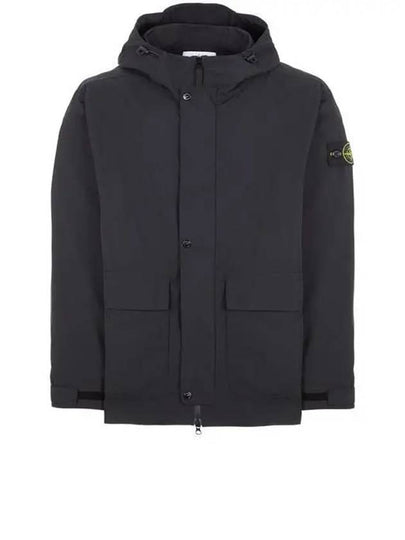 Logo Patch Hooded Jacket Black - STONE ISLAND - BALAAN 2