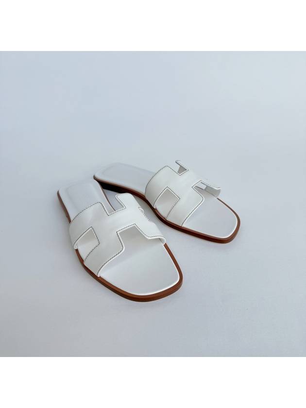 Oran Calfskin Slippers Blanc - HERMES - BALAAN 7