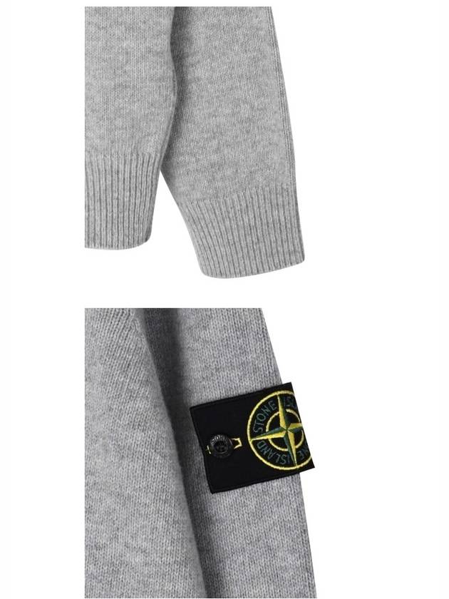 Logo Patch Crew Neck Wool Knit Top Grey Melange - STONE ISLAND - BALAAN 7