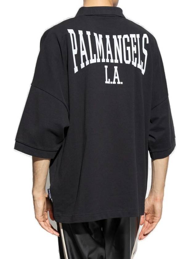 PALM ANGELS BACK COLLEGE POLO L/S - PALM ANGELS - BALAAN 3