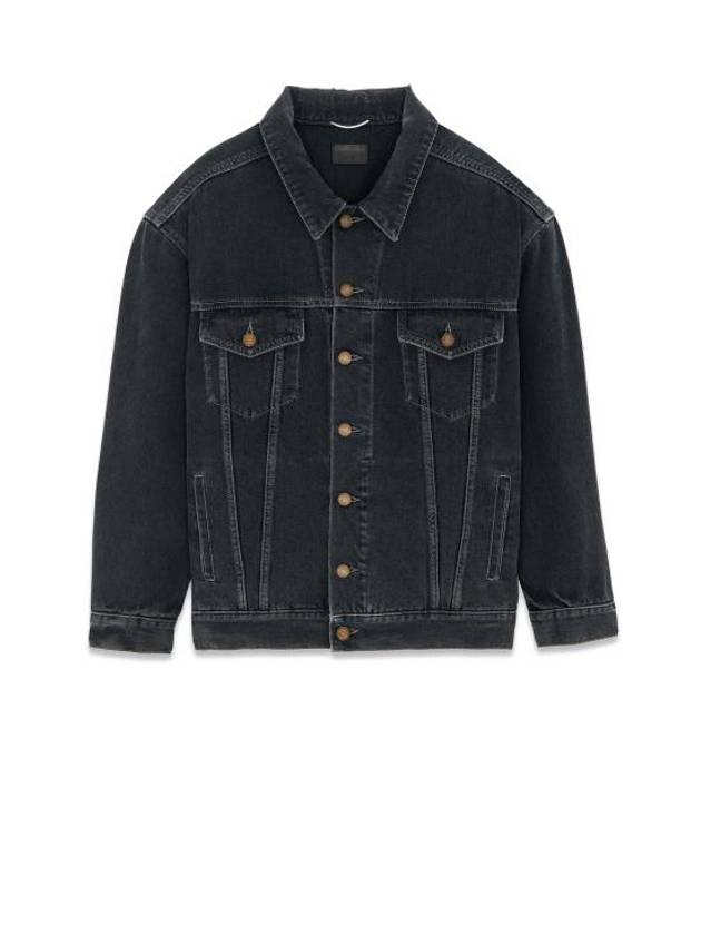 Egg Shape Denim Jacket Dark Blue Black - SAINT LAURENT - BALAAN 2