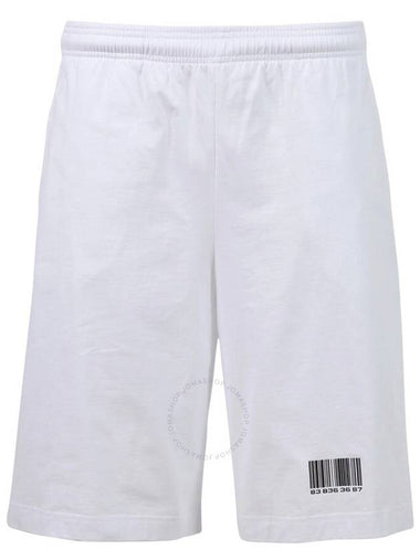 Vtmnts Men s White Barcode Print Shorts Size Small - VETEMENTS - BALAAN 1