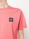 Logo Patch Cotton Short Sleeve T-Shirt Pink - STONE ISLAND - BALAAN 4