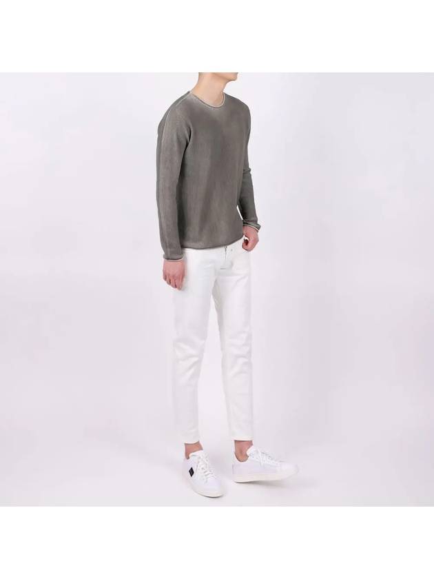 Semi-over fit khaki washed long sleeve knit tee NIT115 - IKALOOOK - BALAAN 6