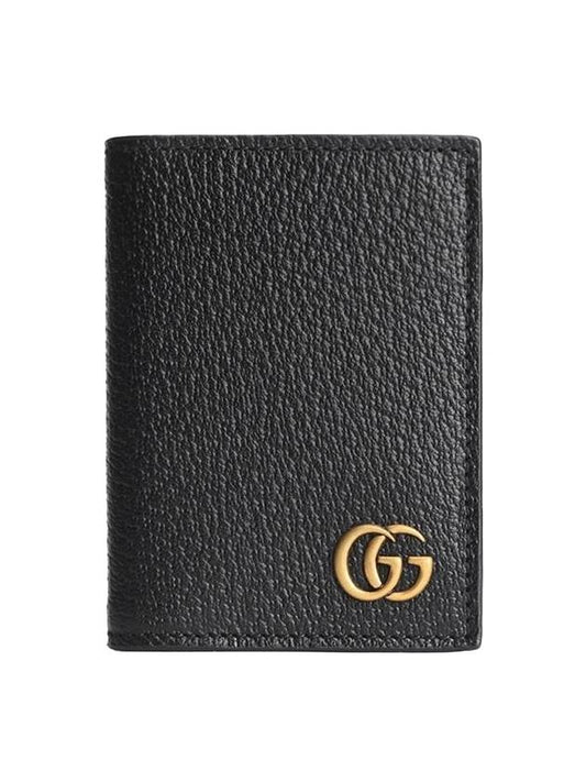 GG Marmont Leather Card Wallet Black - GUCCI - BALAAN 1