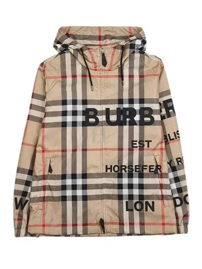 Men's Horseferry Print Check Hoodie Zip-up Beige - BURBERRY - BALAAN 2