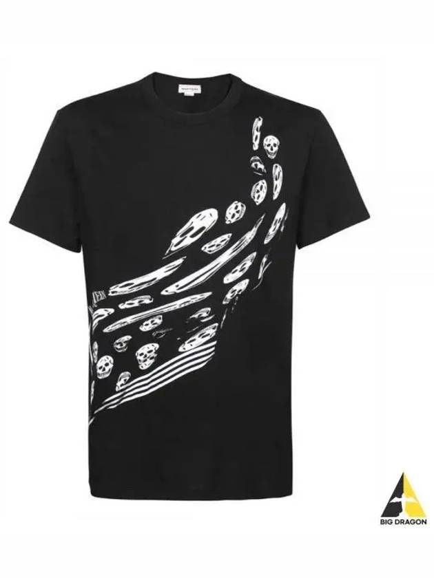 Wave Skull Print Short Sleeve T-Shirt Black - ALEXANDER MCQUEEN - BALAAN 2