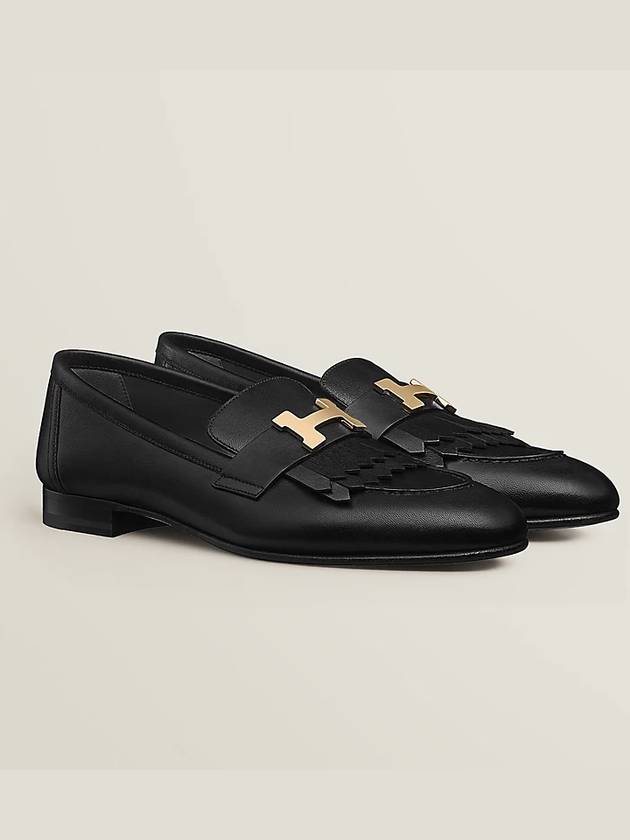 Gold Hardware Royal Goatskin Loafers Noir Black - HERMES - BALAAN 3