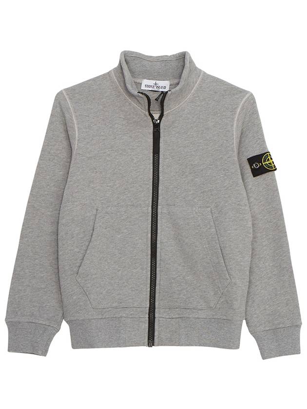 Kids Garment Dyed Cotton Fleece Zip-Up Jacket Grey - STONE ISLAND - BALAAN 3