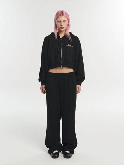 Cat Crop Zip-Up Hoodie Black - ITZAVIBE - BALAAN 2