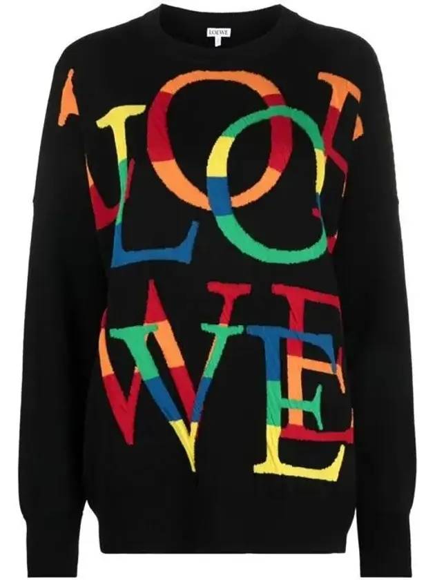 rainbow love logo knit top black - LOEWE - BALAAN.