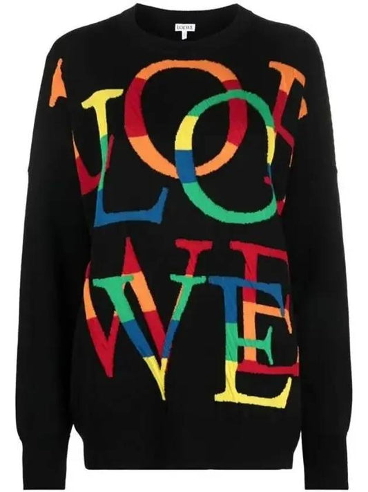 Rainbow Love Logo Knit Top Black - LOEWE - BALAAN 1