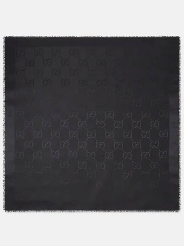 GG Jacquard Silk Wool Scarf Black - GUCCI - BALAAN 2