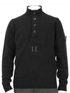 Wappen Patch Half Button Lambswool Knit Top Black - STONE ISLAND - BALAAN 2