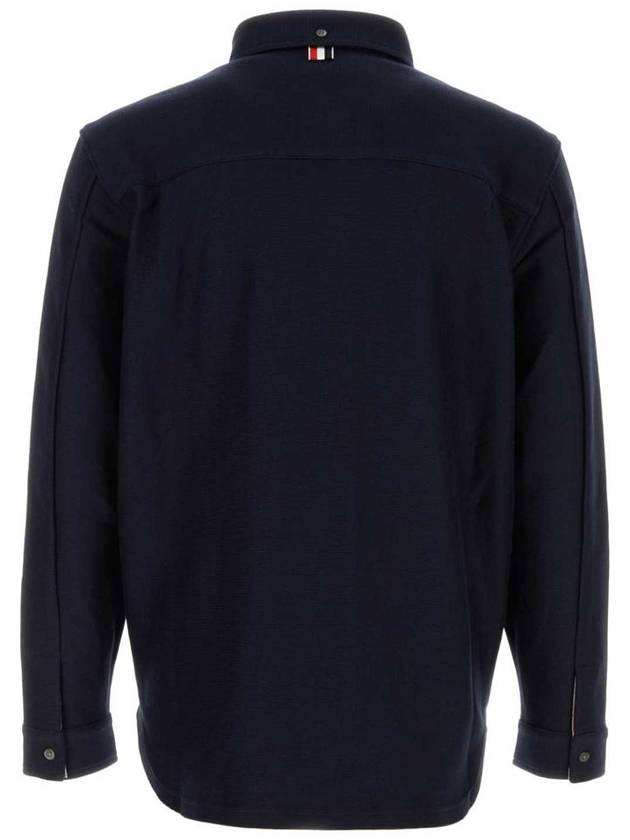 Double Face Knit Long Sleeve Shirt Navy - THOM BROWNE - BALAAN 3