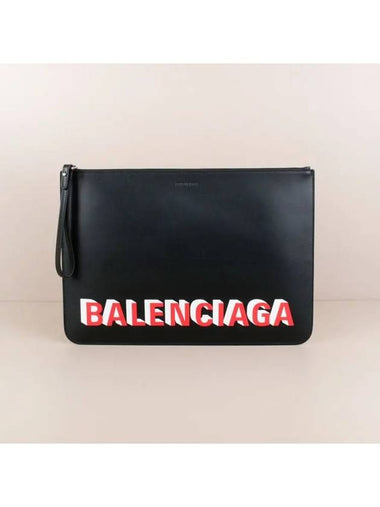 3D logo clutch bag black 630626 1I373 1065 - BALENCIAGA - BALAAN 1