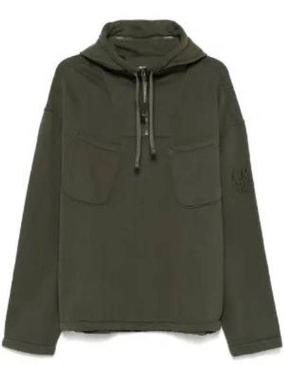 Brushed Emerized Diagonal Fleece Hoodie Green - CP COMPANY - BALAAN 2