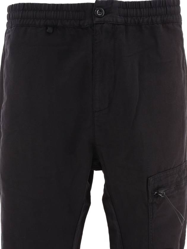 Linen Blend Cargo Straight Pants Black - CP COMPANY - BALAAN 4