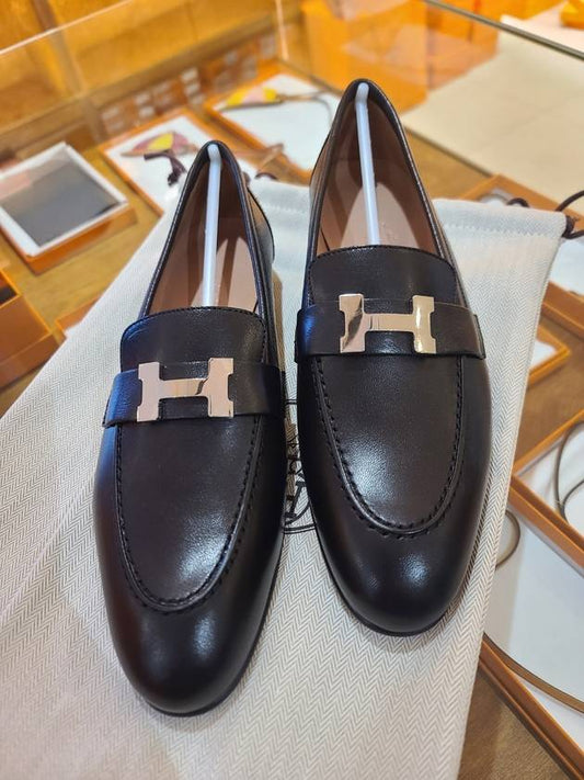 Paris Loafers Goatskin Palladium Noir - HERMES - BALAAN 2