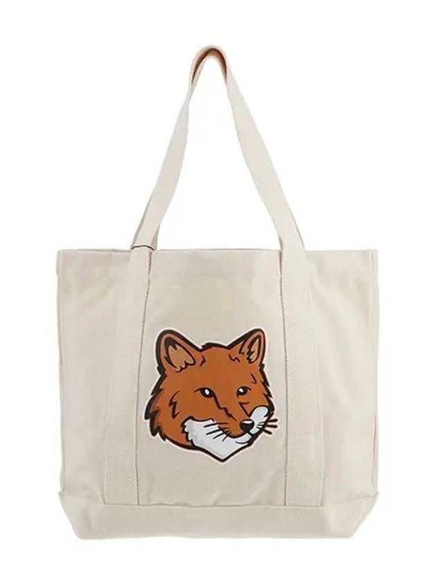 Fox Head Print Tote Bag Ecru - MAISON KITSUNE - BALAAN 3