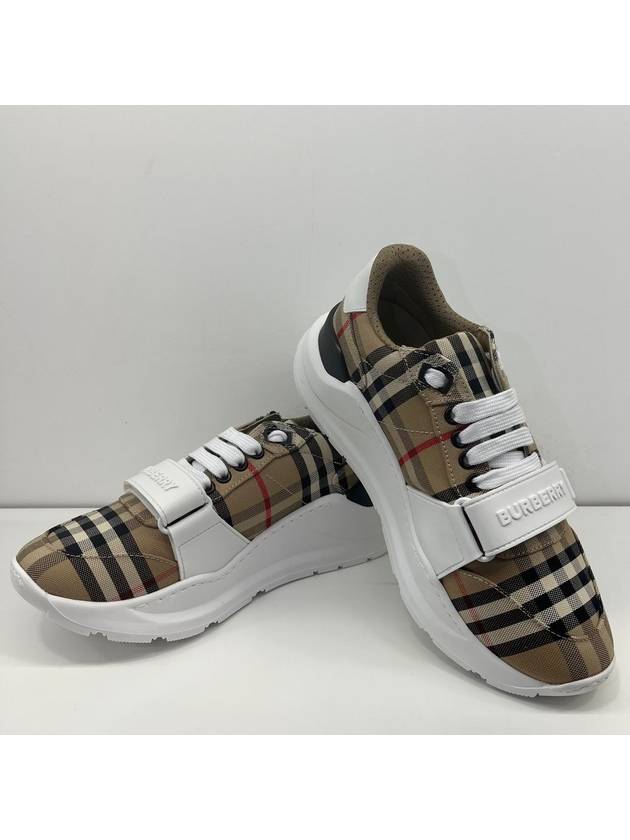 Vintage Check And Leather Sneakers White Archive Beige - BURBERRY - BALAAN 7