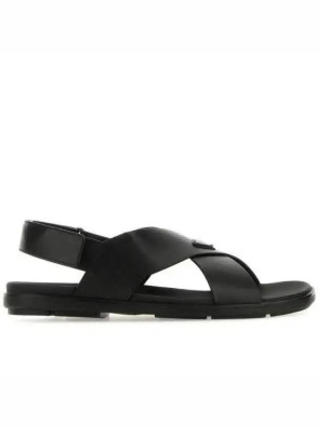 Criss Cross Leather Sandals Black - PRADA - BALAAN 2