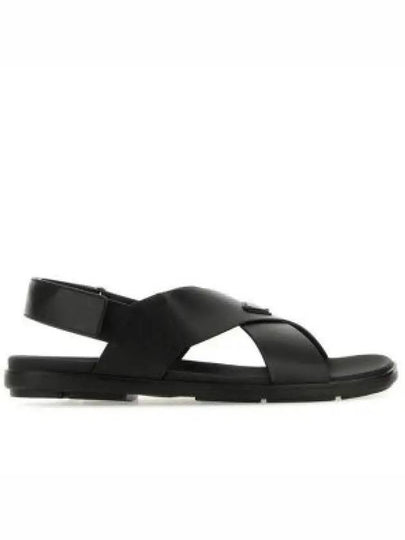 Criss Cross Leather Sandals Black - PRADA - BALAAN 2